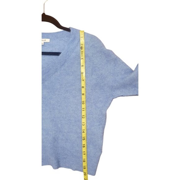 Madewell Ginny V-Neck Sweater Pullover Alpaca Blend Blue Heather Oasis NWT - Picture 7 of 10